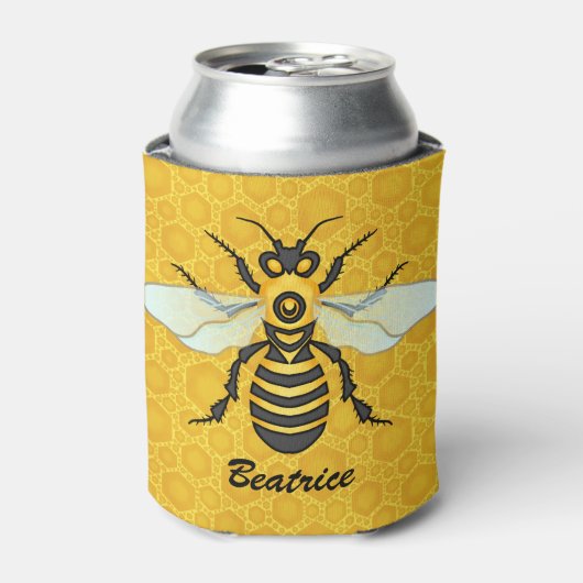Rafraîchisseur Pour Canette Bee Honeypeb Nom personnalisé Honeybee Hive (Can devant)
