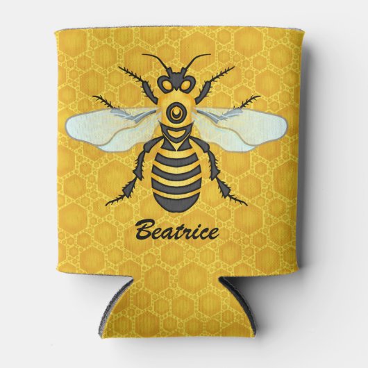Rafraîchisseur Pour Canette Bee Honeypeb Nom personnalisé Honeybee Hive (Devant)
