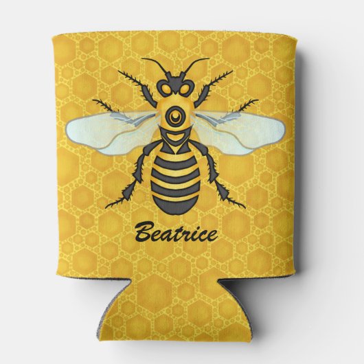 Rafraîchisseur Pour Canette Bee Honeypeb Nom personnalisé Honeybee Hive (Dos)
