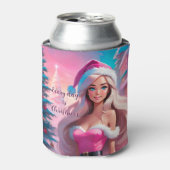 Rafraîchisseur Pour Canette Belle fille de Noël rose 01 (Can devant)