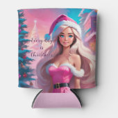 Rafraîchisseur Pour Canette Belle fille de Noël rose 01 (Devant)