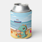 Rafraîchisseur Pour Canette Belle glace manger dino à la plage (Can devant)