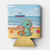 Rafraîchisseur Pour Canette Belle glace manger dino à la plage (Dos)