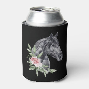 Rafraîchisseur Pour Canette Belle tête de cheval noir Portrait d'aquarelle