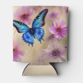 Rafraîchisseur Pour Canette Belles fleurs et papillon (Devant)