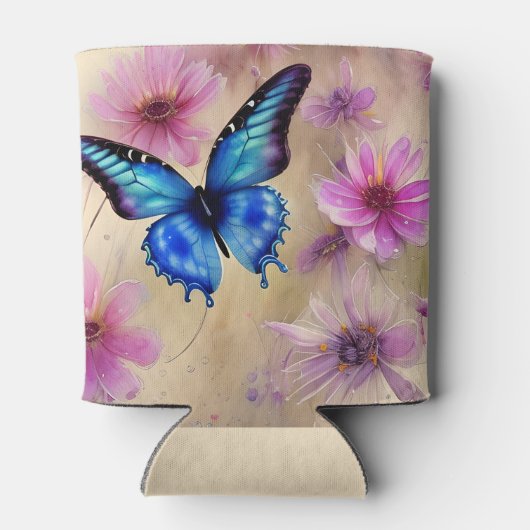 Rafraîchisseur Pour Canette Belles fleurs et papillon (Dos)