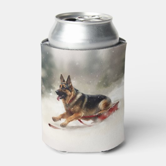 Rafraîchisseur Pour Canette Berger allemand neige de Noël hiver (Can devant)