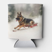 Rafraîchisseur Pour Canette Berger allemand neige de Noël hiver (Devant)