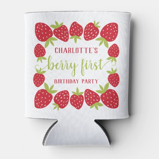 Rafraîchisseur Pour Canette Berry First Strawberry 1er fête d'anniversaire Per (Devant)