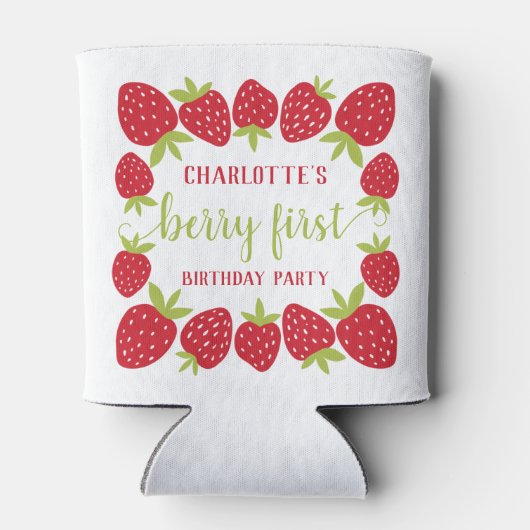 Rafraîchisseur Pour Canette Berry First Strawberry 1er fête d'anniversaire Per (Dos)