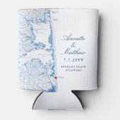 Rafraîchisseur Pour Canette Bethany Beach DE Map Marine Blue Wedding Favor Dri (Devant)