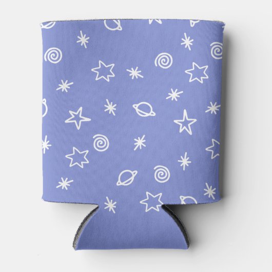 Rafraîchisseur Pour Canette Beverage Cooler Blue Space Doodle Stars Planets (Devant)