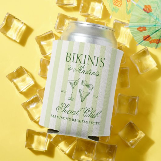 Rafraîchisseur Pour Canette Bikinis et Martinis Vert rayé (Été in situ)
