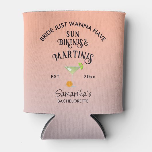 Rafraîchisseur Pour Canette Bikinis & Martinis Piscine tropicale Hen Bachelore (Devant)