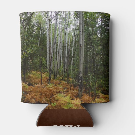 Rafraîchisseur Pour Canette Birch Trees blancs et fougères d'automne à Rocky M (Dos)