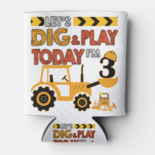 Rafraîchisseur Pour Canette Birthday Boy 3 Construction 3rd Birthday Excavator (Devant)