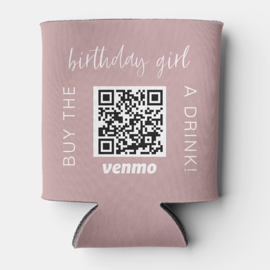 Rafraîchisseur Pour Canette Birthday Girl QR Code Acheter Un Verre Avec Venmo  (Devant)