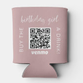 Rafraîchisseur Pour Canette Birthday Girl QR Code Acheter Un Verre Avec Venmo  (Dos)