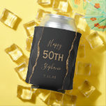 Rafraîchisseur Pour Canette Black Agate Gold Dark 50th Birthday Party<br><div class="desc">Cette fête de 50e anniversaire personnalisée peut refroidir dispose d'une aquarelle noire conception géode d'agate décorée de fausse parties scintillant or,  encadrant l'année d'anniversaire,  le nom de l'invité d'honneur et la date en texte doré sur un arrière - plan non noir.</div>