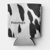 Rafraîchisseur Pour Canette Black and White Holstein Cowhol Look with Name (Devant)