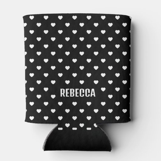 Rafraîchisseur Pour Canette Black and White Mini Hearts Pattern Personalised (Dos)