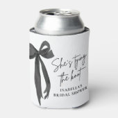 Rafraîchisseur Pour Canette Black Bow She's Tying the Knot Fête des mariées (Can devant)