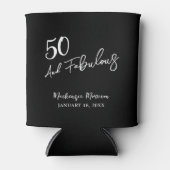 Rafraîchisseur Pour Canette Black Fifty and Fabulous Script Birthday Party (Devant)