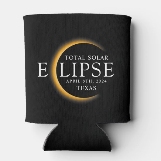 Rafraîchisseur Pour Canette Black & Gold 2024 Texas Total Solar Eclipse (Dos)