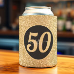 Rafraîchisseur Pour Canette Black & Gold Parties scintillant 50 Cinquante ans<br><div class="desc">Parties scintillant noire et or heureux anniversaire peut refroidir pour un 50 ans. Design de glamour étincelant idéal pour les femmes. Customisez l'âge qui convient à votre occasion. Grande fête d'anniversaire ajout pour un bain de cinquantième anniversaire.</div>