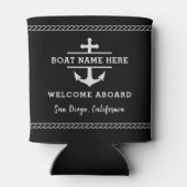 Rafraîchisseur Pour Canette Black Nautical Welcome Aboard Boat Name Anchor (Dos)