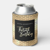 Rafraîchisseur Pour Canette Black White & Gold Script 30e fête d'anniversaire (Can devant)