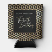 Rafraîchisseur Pour Canette Black White & Gold Script 30e fête d'anniversaire (Devant)