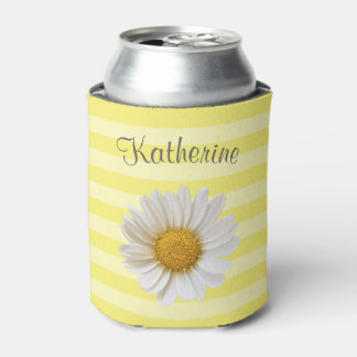 Rafraîchisseur Pour Canette Blanc marguerrier jaune rayé Personnalisé