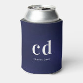 Rafraîchisseur Pour Canette Blanc monogramme initiales nom marine bleu (Can Dos)