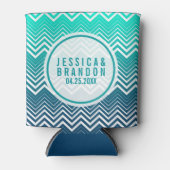 Rafraîchisseur Pour Canette Blanc Zigzag Chevron bleu-vert dégradé (Devant)