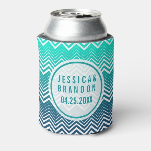 Rafraîchisseur Pour Canette Blanc Zigzag Chevron bleu-vert dégradé (Can Dos)