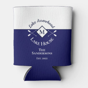 Rafraîchisseur Pour Canette Bleu bleu marine Monogramme blanc Maison du lac