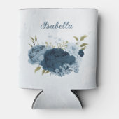 Rafraîchisseur Pour Canette bleu clair marine fleurs mariage (Devant)