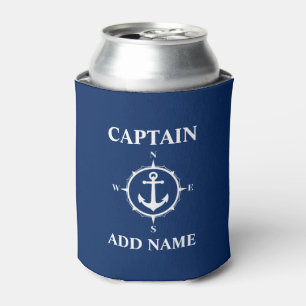 Rafraîchisseur Pour Canette Bleu de capitaine Add Name Boat Name d'Ancre de