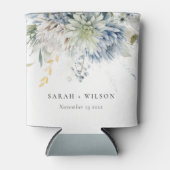 Rafraîchisseur Pour Canette Bleu doux Vert Succulent Mariage botanique fleuri (Devant)