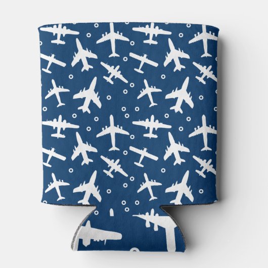 Rafraîchisseur Pour Canette Bleu et blanc à motif d'avion (Dos)