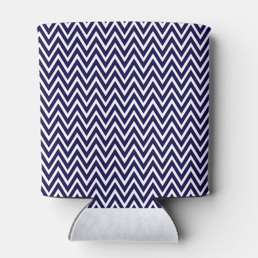 Rafraîchisseur Pour Canette Bleu et blanc Chevron Stripe (Dos)