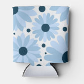 Rafraîchisseur Pour Canette Bleu marguerite de style rétro et points bleu fonc (Devant)