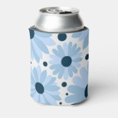 Rafraîchisseur Pour Canette Bleu marguerite de style rétro et points bleu fonc (Can Dos)