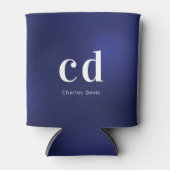 Rafraîchisseur Pour Canette Bleu marine blanc monogramme initiales nom nautiqu (Devant)