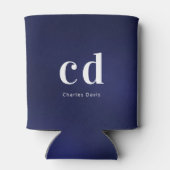 Rafraîchisseur Pour Canette Bleu marine blanc monogramme initiales nom nautiqu (Dos)