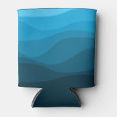 Rafraîchisseur Pour Canette Bleu ondulé océan style rétro vagues design (Devant)