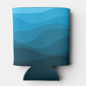 Rafraîchisseur Pour Canette Bleu ondulé océan style rétro vagues design (Dos)