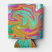 Rafraîchisseur Pour Canette Bleu, orange et rose chaud Super Abstrait Rétro (Devant)