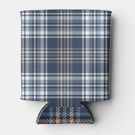Rafraîchisseur Pour Canette Bleu Plaid Herringbone : Tartan Vintage (Devant)